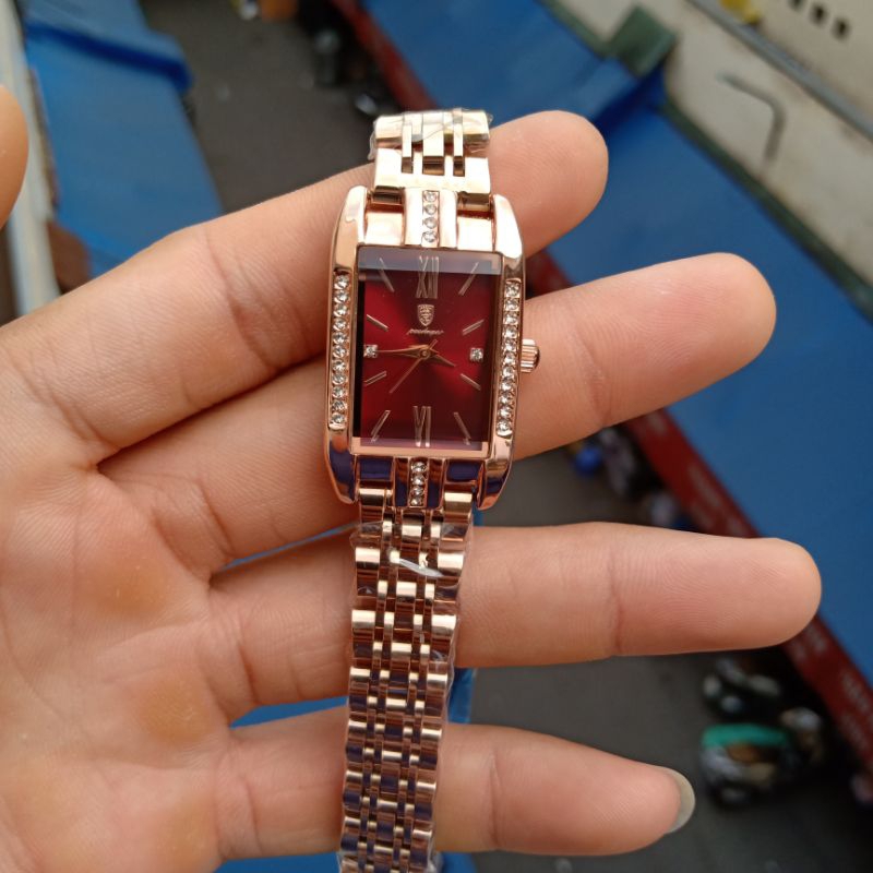 Đồng hồ nữ mặt vuông dây thép đặc