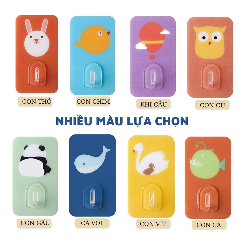 Móc dán tường, Móc treo dán tường siêu dính, Dán trên đa chất liệu, Siêu bền, Nhiều hình dễ thương