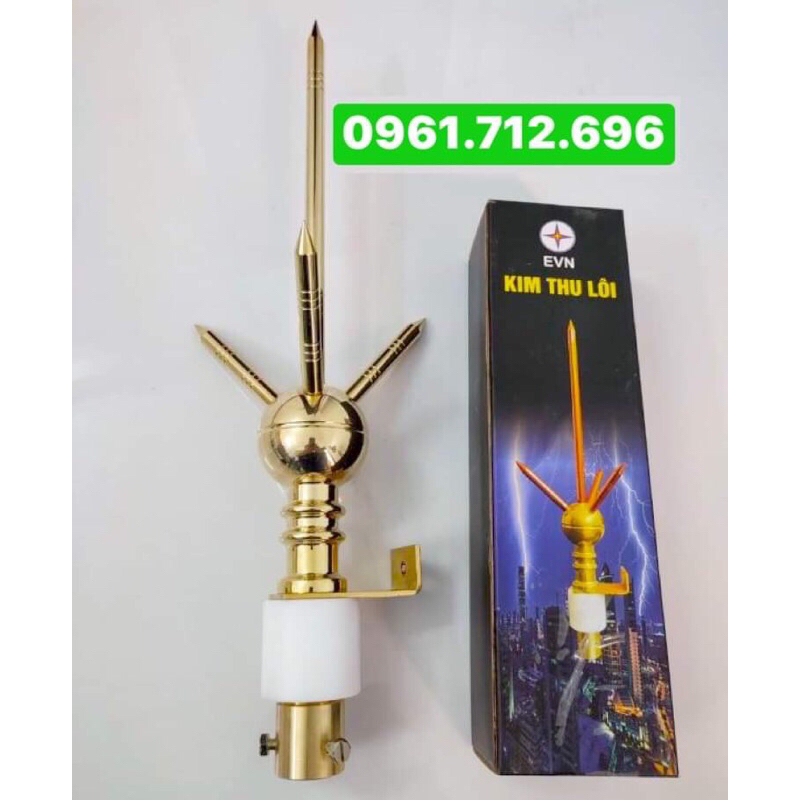 Kim thu lôi 3 nhánh  đồng  thau