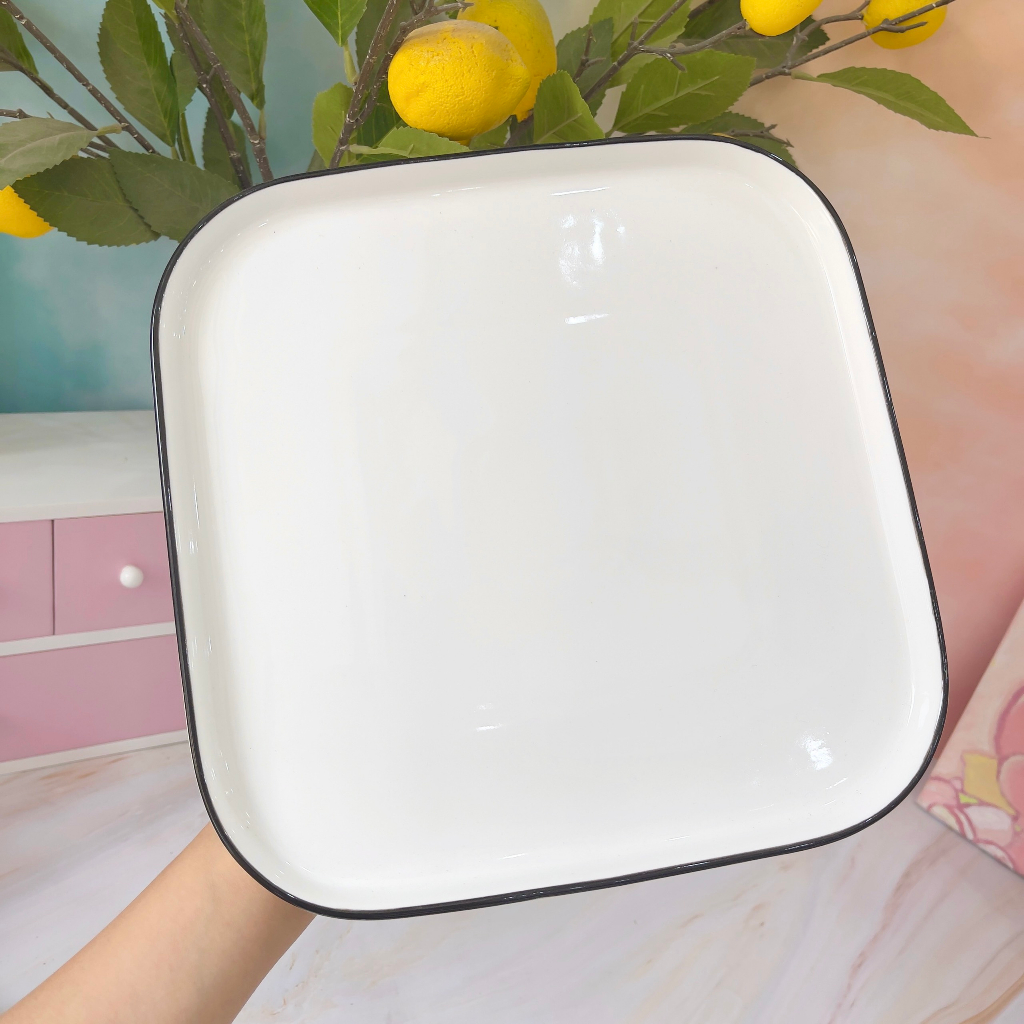 Bát đĩa sứ decor, Bát ăn cơm, Chén dĩa dễ thương, Sét bát đĩa trắng viền đen cao cấp sang trọng phong cách Châu Âu