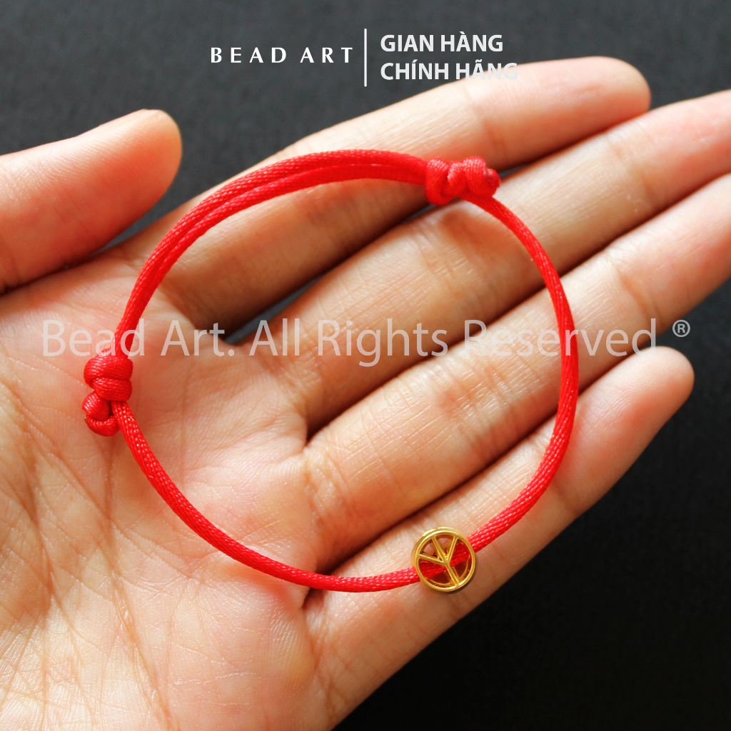 Vòng Tay Thắt Dây Đỏ Charm Biểu Tượng Hòa Bình Mạ Vàng 24K Thủ Công Thổ Nhĩ Kỳ (Turkey), Vòng Tay Phong Thuỷ S50