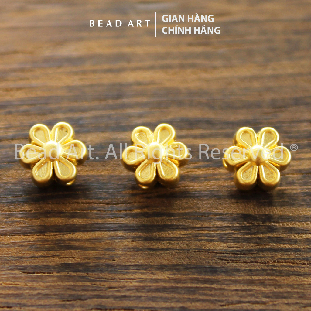 Charm Hoa Cúc Nhỏ 7x6MM Mạ Vàng Thổ Nhĩ Kỳ, Phối Vòng Tay, Chuỗi Hạt, Trang Sức Phong Thuỷ - Bead Art