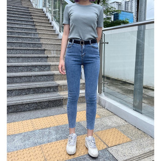 Quần Jean Nữ, Quần Bò Ống Ôm Lưng Cao Co Giãn, Màu Xanh S031 - Glister Closet