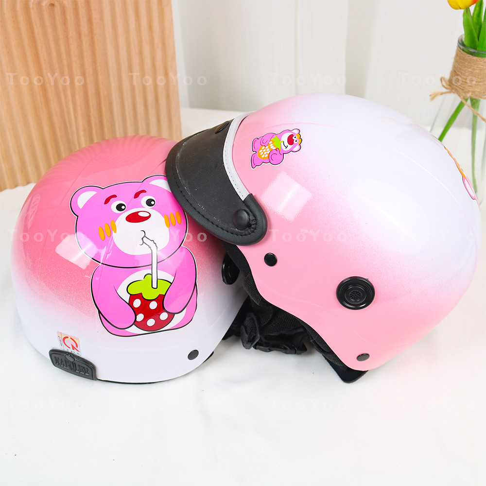 Mũ bảo hiểm nửa đầu người lớn Gấu dâu Lotso sơn bóng dễ thương cute TY0135