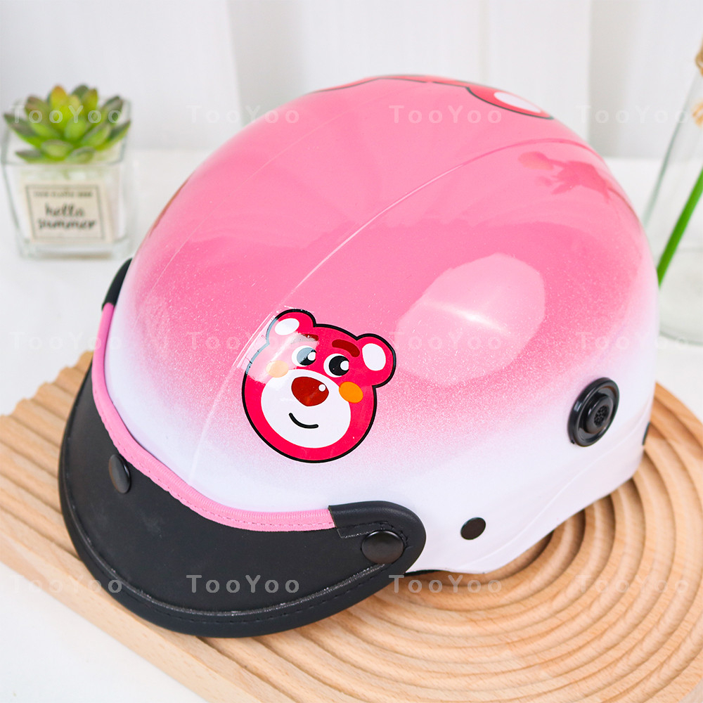 Mũ bảo hiểm nửa đầu người lớn Gấu dâu Lotso sơn bóng dễ thương cute TY0135