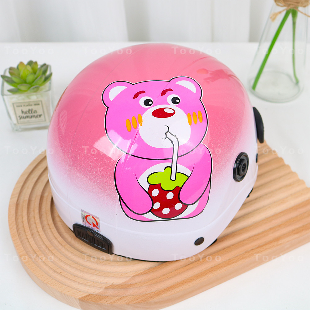 Mũ bảo hiểm nửa đầu người lớn Gấu dâu Lotso sơn bóng dễ thương cute TY0135