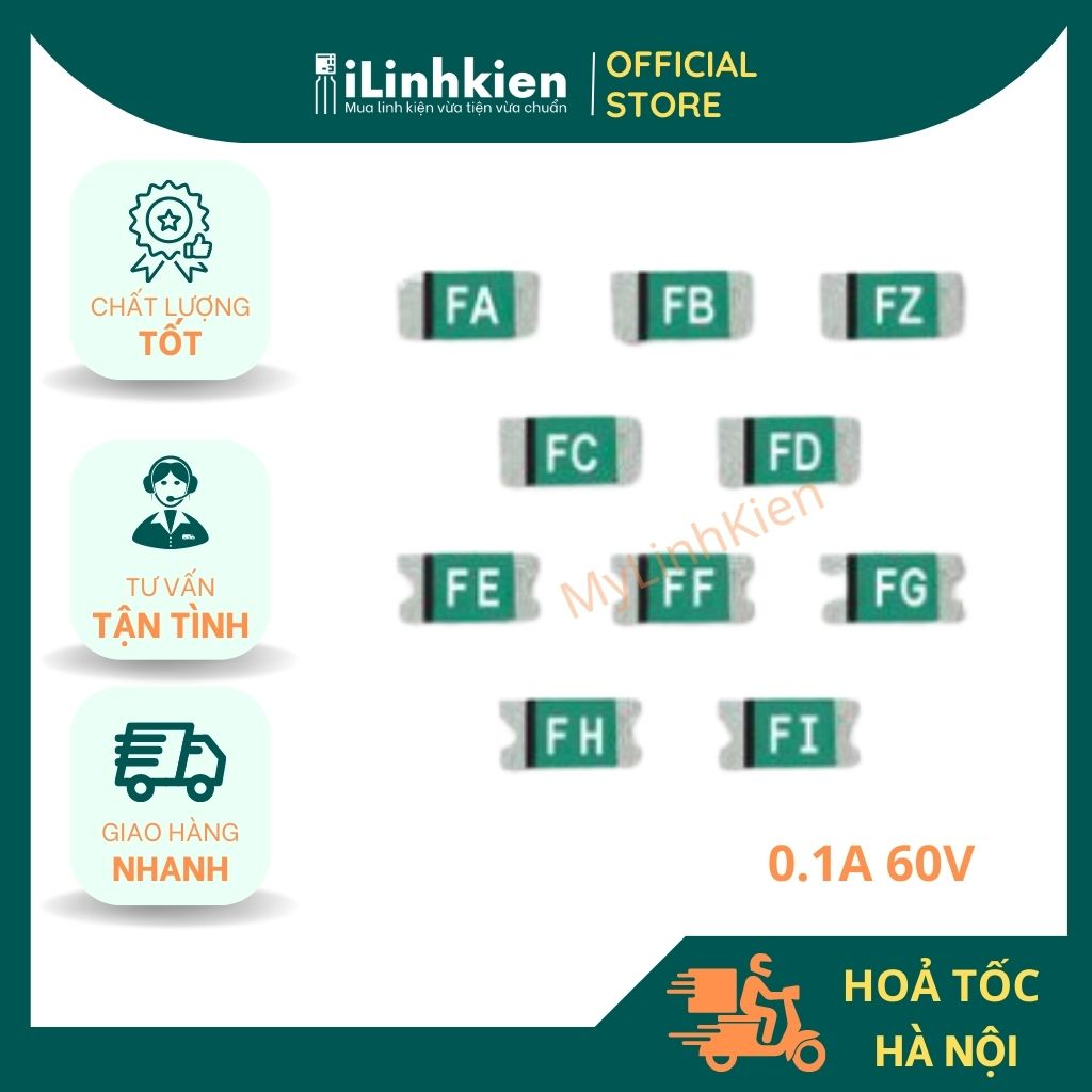 Cầu chì tự phục hồi 1206 0.1A 60V SMD  chất lượng tốt.