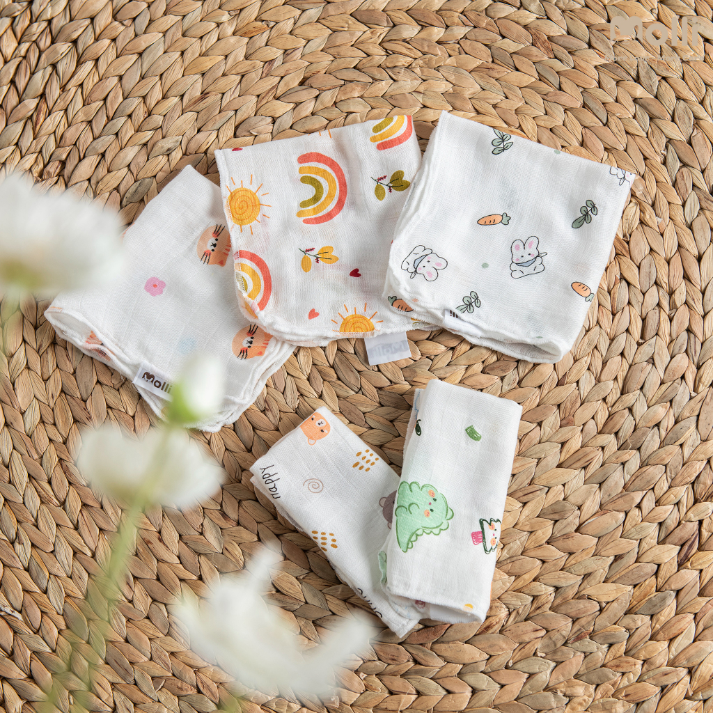 Set hộp 6 chiếc khăn sữa 100% sợi tre Premium Bamboo Molli