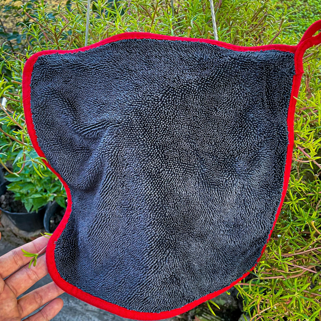 Khăn lau xe khăn xám viền đỏ siêu thấm hút nước không đổ lông, khăn lau chuyên dụng cho ô tô, xe máy