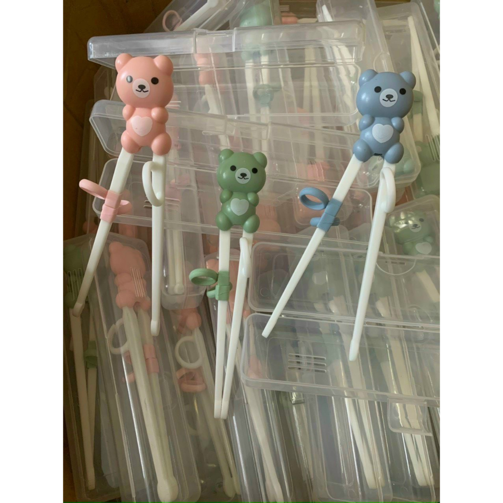 Đũa tập ăn xỏ ngón cho bé tập gắp HÌNH MÈO,GẤU ,THỎ