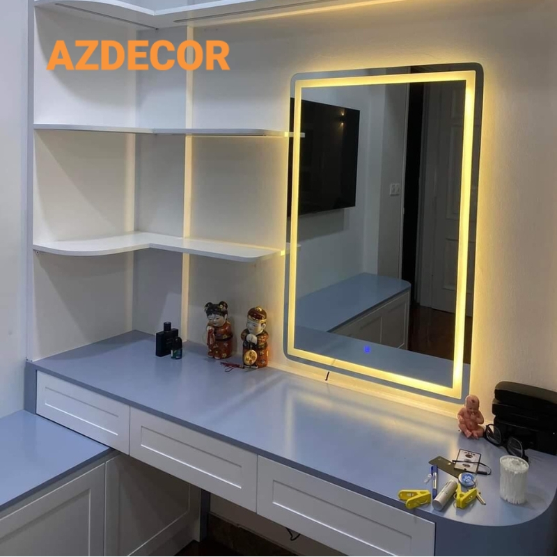 Gương nhà tắm, gương soi led phun cát mặt KT50x70cm