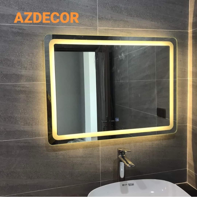 Gương nhà tắm, gương soi led phun cát mặt KT50x70cm