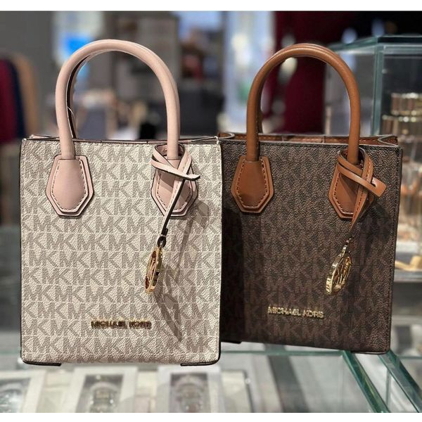 Túi Michael Kors Mercer Extra-Small - màu trắng hồng dập logo 35T1GM9COI PWD BLSH MLT