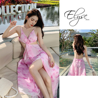 Váy Maxi đi biển sexy đầm dáng dài hai dây hở lưng cổ yếm xẻ tà chiết eo khoe dáng