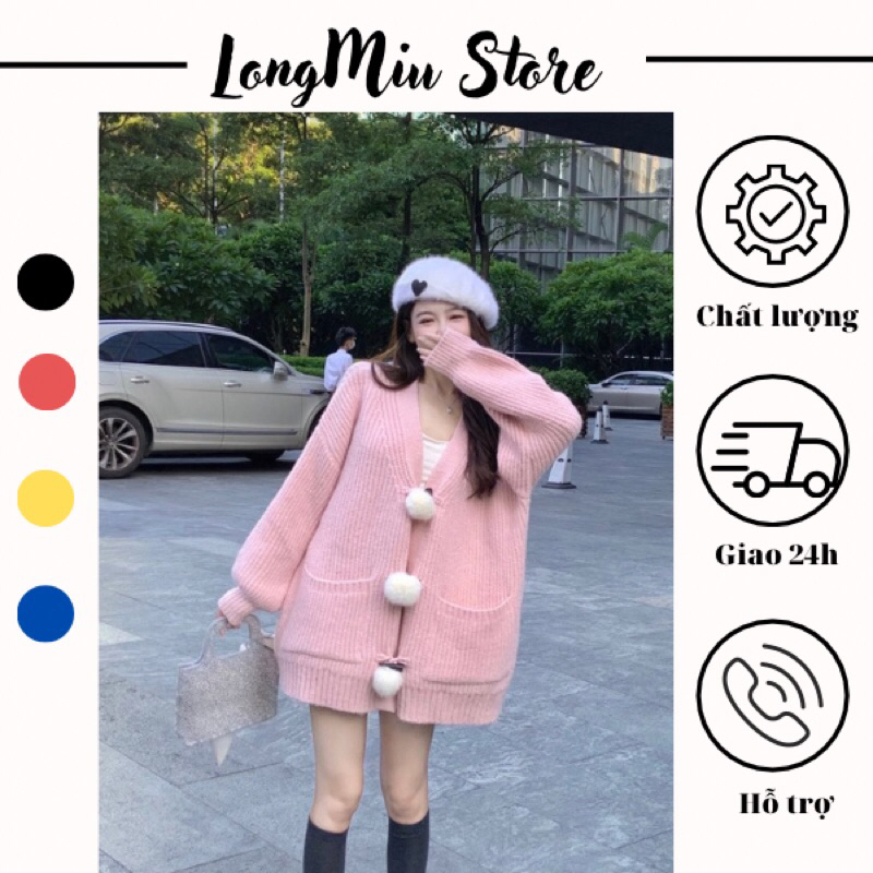 Áo khoác len áo cardigan dáng dài chùm mông form rộng chất len dày dặn không xù phong cách thanh lịch (ODER )