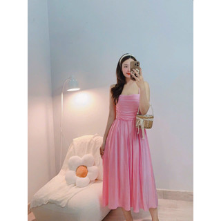 ĐẦM 2 DÂY PHỐI KIỂU XẾP LY NGỰC- Hình shop chụp thật