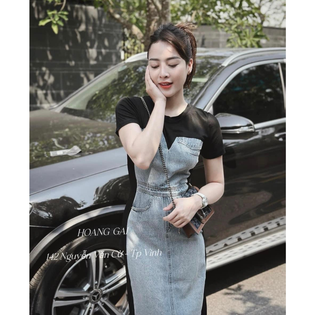 Váy cotton phối bò