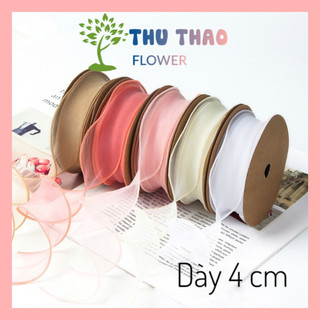 Cuộn Ruy Băng Voan 1 mét, dày 4cm làm nơ gói quà, decor hoa khô trang trí