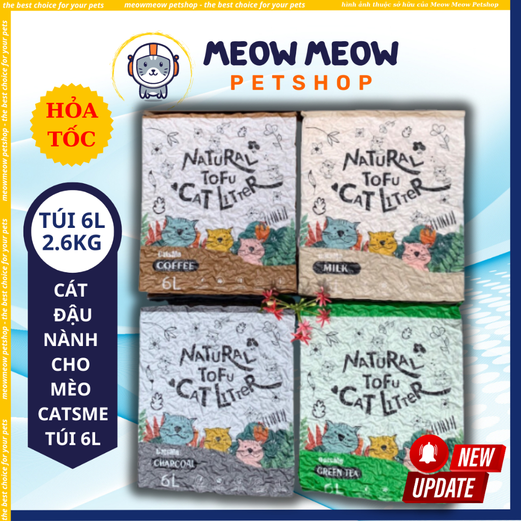 Cát đậu nành Catsme, cát đậu nành cho mèo TOFU Cat Litter Catsme 6L, cát vệ sinh cho mèo.