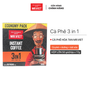 Hộp lớn cà phê hòa tan, cà phê sữa đá 3in1, hương vị đậm đà - mr.viet coffee