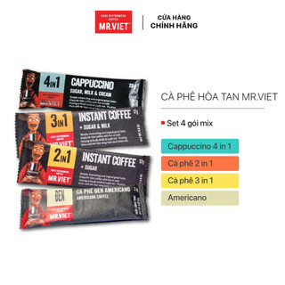 [QUÀ TẶNG] Set 5 gói cà phê hòa tan, cà phê đen, 2in1, 3in1, cappuccino 4in1, Dừa - MR.VIET Coffee