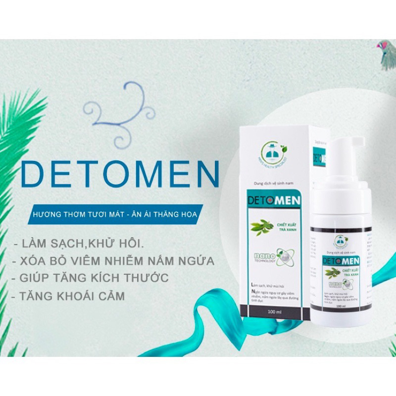 Combo dung dịch vệ sinh tạo bọt nam detomen,hết viêm ngứa,sạch hạt ngọc.thơm mát