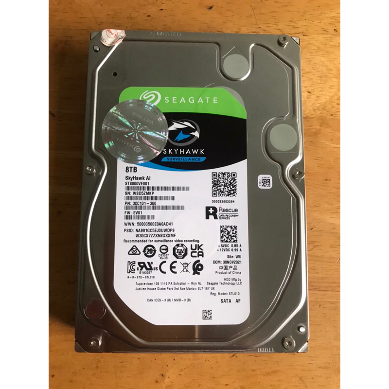 Ổ cứng HDD Camera Seagate Skyhawk AI 8TB 3.5" SATA (ST8000VE001)