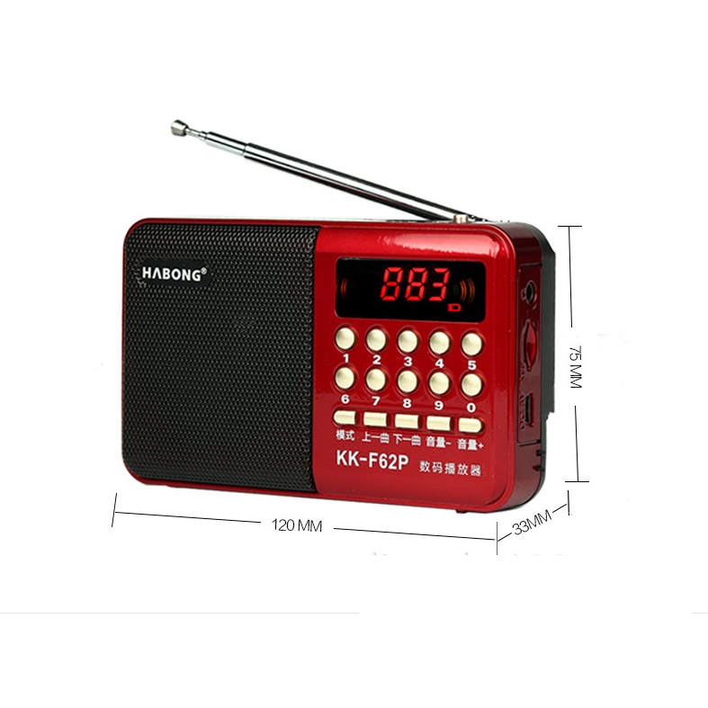 Máy Nghe Nhạc, mini MP3 FM Radio KK-F26P, L-62 / LOA CẮM THẺ, USB KK-F26P, L-62