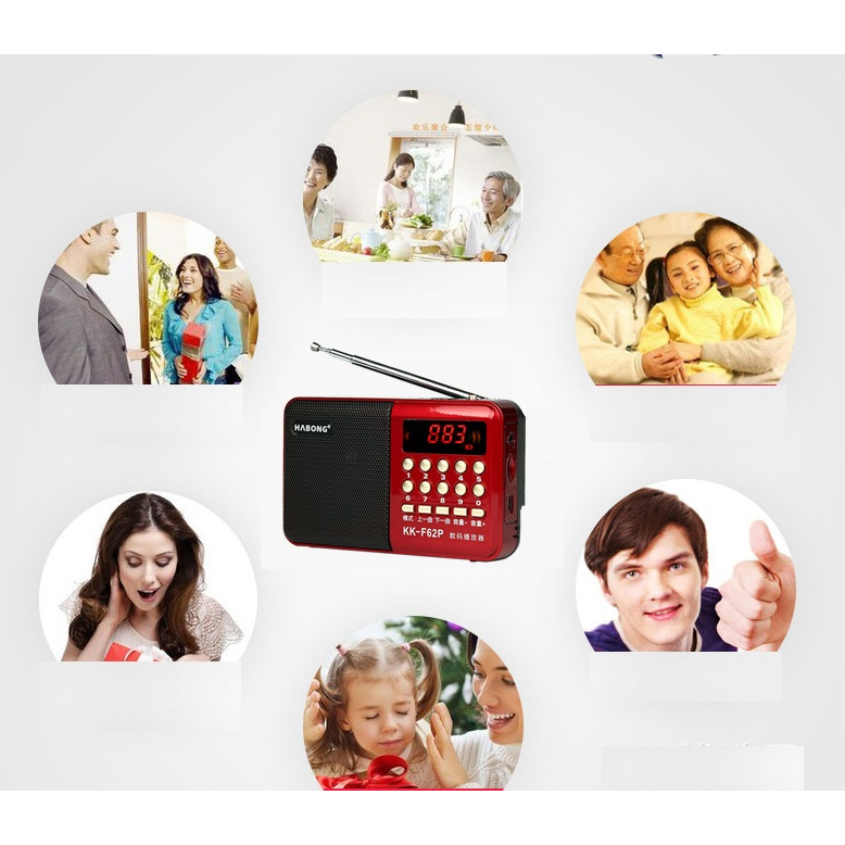 Máy Nghe Nhạc, mini MP3 FM Radio KK-F26P, L-62 / LOA CẮM THẺ, USB KK-F26P, L-62