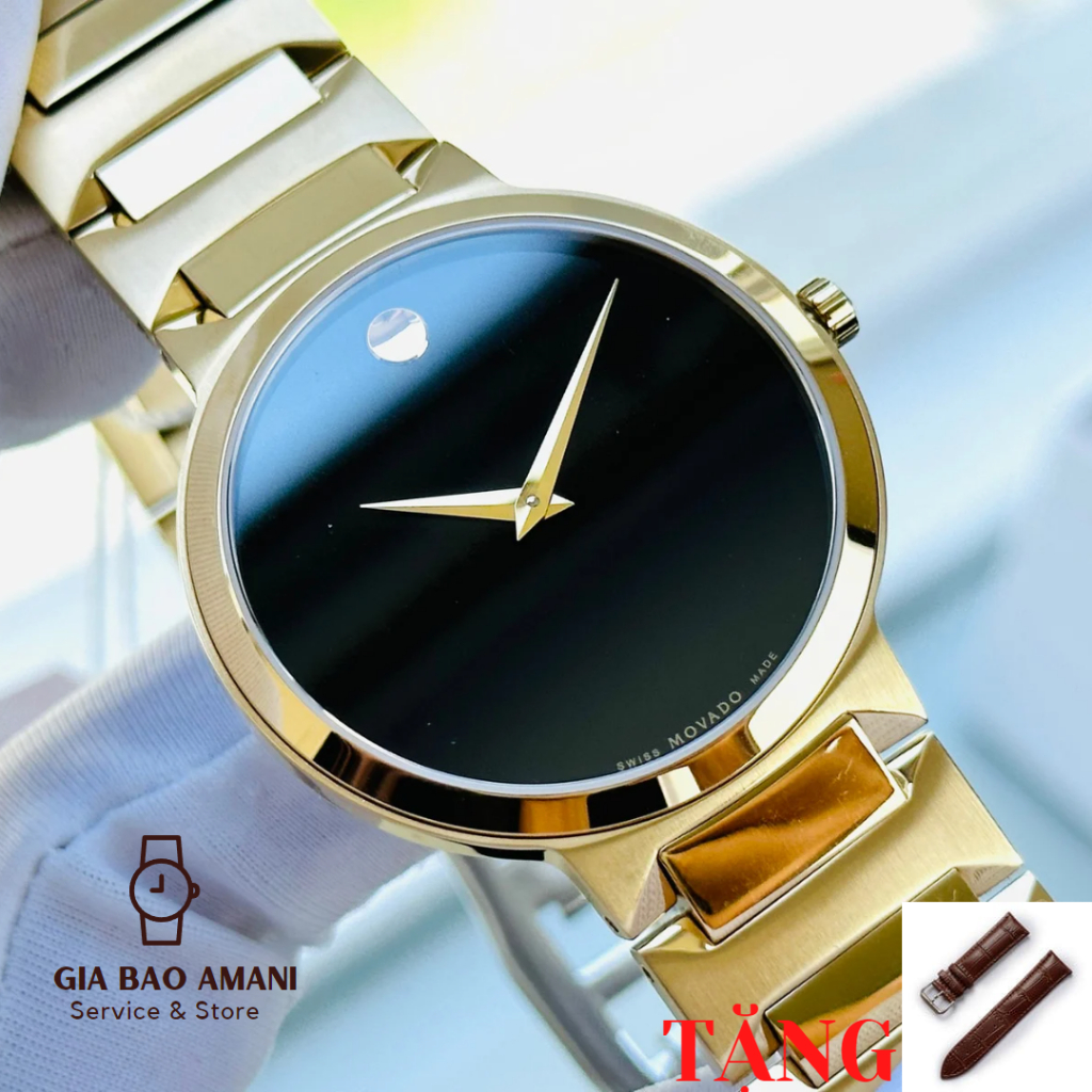 Đồng Hồ Nam MOVADO Temo Men's Gold 0607294 Chính Hãng Tặng Dây Da Cao Cấp