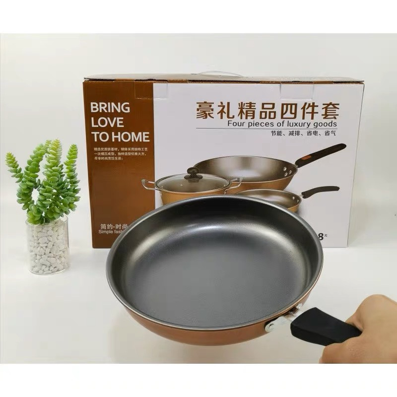 Bộ Nồi Chảo Tiện Dụng 1098 Gồm 1 Nồi 2 Chảo 1 Nắp Lớp Đáy Ngoài Cùng Là Thép Không Gỉ Dẫn Nhiệt Tốt