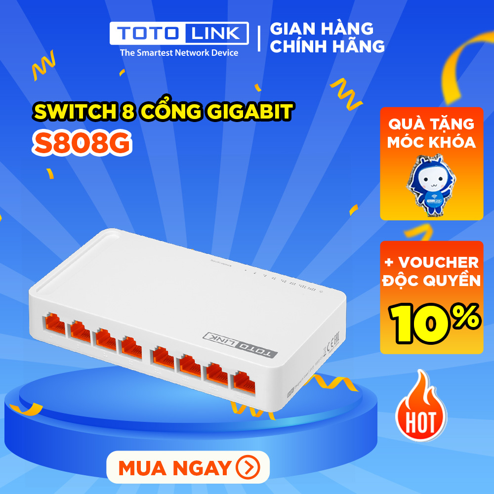 TOTOLINK S808G - Switch 8 cổng Gigabit Bộ chia mạng máy tính bàn PC Laptop dễ sử dụng