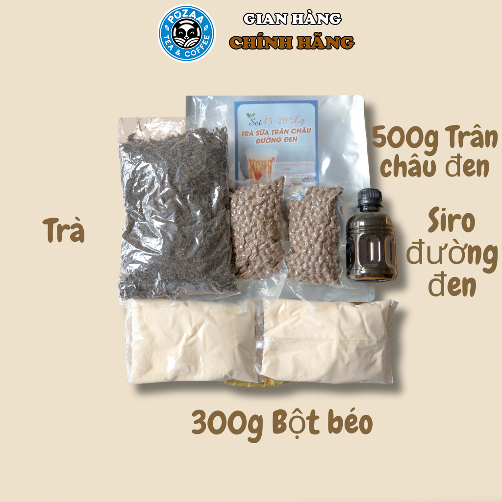 Set Trà Sữa Trân Châu Đường Đen Tự Pha 15-20 Ly Tại Nhà