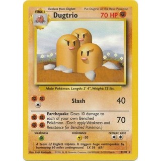 Thẻ pokemon Dugtrio - 19/102 - Rare Unlimited Base Set Unlimited Singles NM
