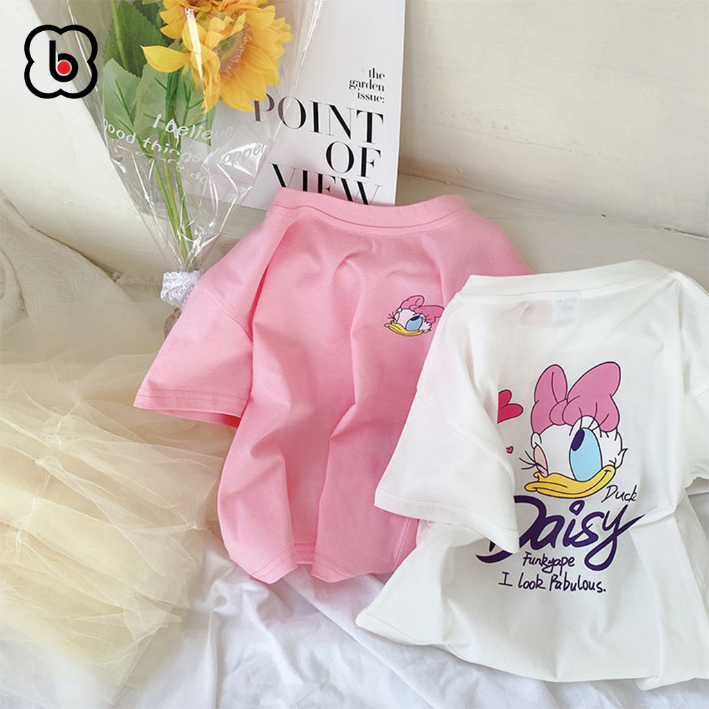 Áo thun cho bé gái BabyloveGO áo phông cộc tay in hình ngộ nghĩnh đáng yêu chất cotton