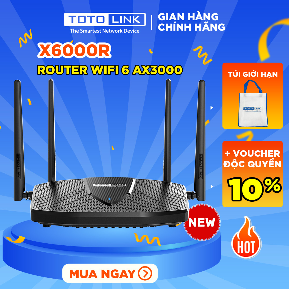 TOTOLINK X6000R - Router Wi-Fi 6 băng tần kép Gigabit AX3000