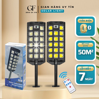 Đèn cao áp năng lượng mặt trời, đèn đường cảm biến cơ thể người loại 3 hàng bóng kèm điều khiển từ xa