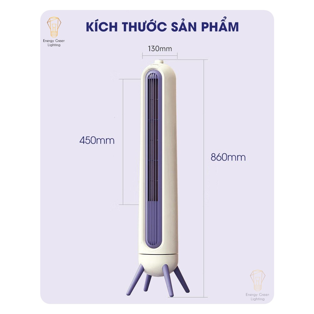 Quạt Điều Hoà Energy Green Lighting Skyworth Q828 - Quạt Tháp Không Cánh - Quạt Cây Đứng Siêu Mát,Tiện Lợi