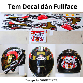 Tem Mèo thần tài dán mũ Fullface