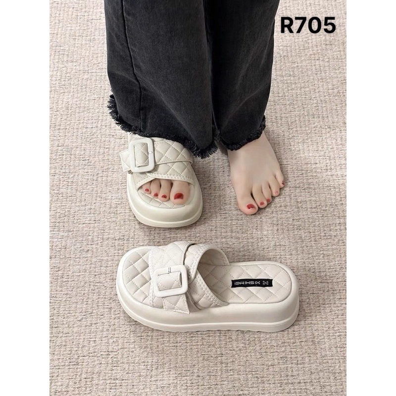 Ảnh Thật-Siêu rẻ- Dép đế xuồng QC 7cm chần chỉ khoá cực êm chắc chân