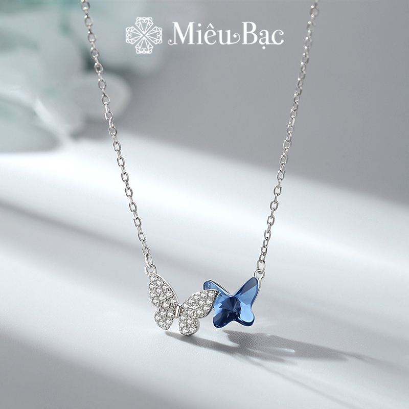Dây chuyền bạc nữ Miêu Bạc hồ điệp pha lê sang chảnh chất liệu bạc S925 thời trang phụ kiện trang sức MD40