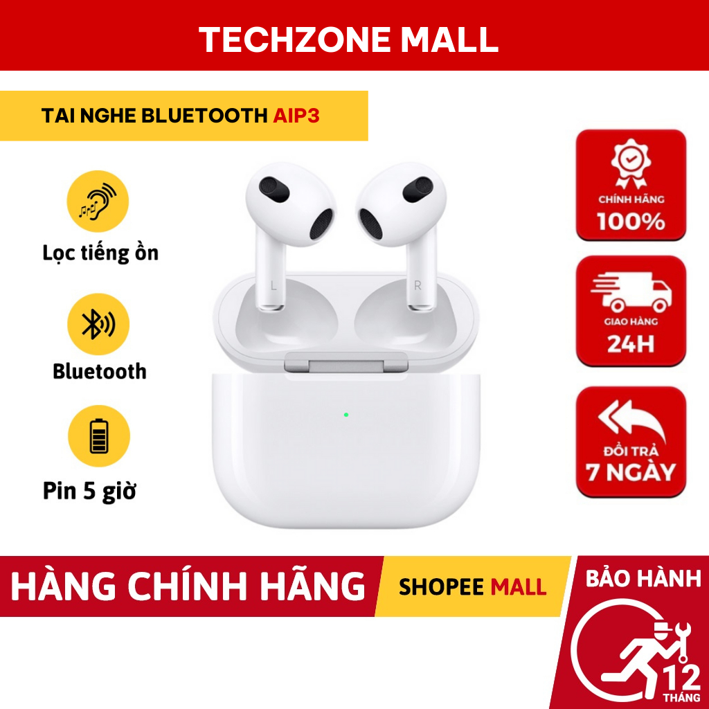 Tai Nghe Bluetooth Không Dây AIP3 Âm Thanh To Rõ Tích Hợp Micro Cảm Ứng Chạm Định Vị Đổi Tên - TECHZONE MALL
