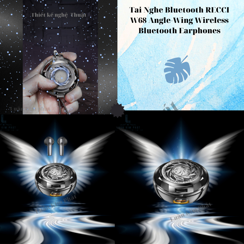 Tai Nghe Bluetooth RECCI W68 Angle-Wing Wireless Bluetooth Earphones