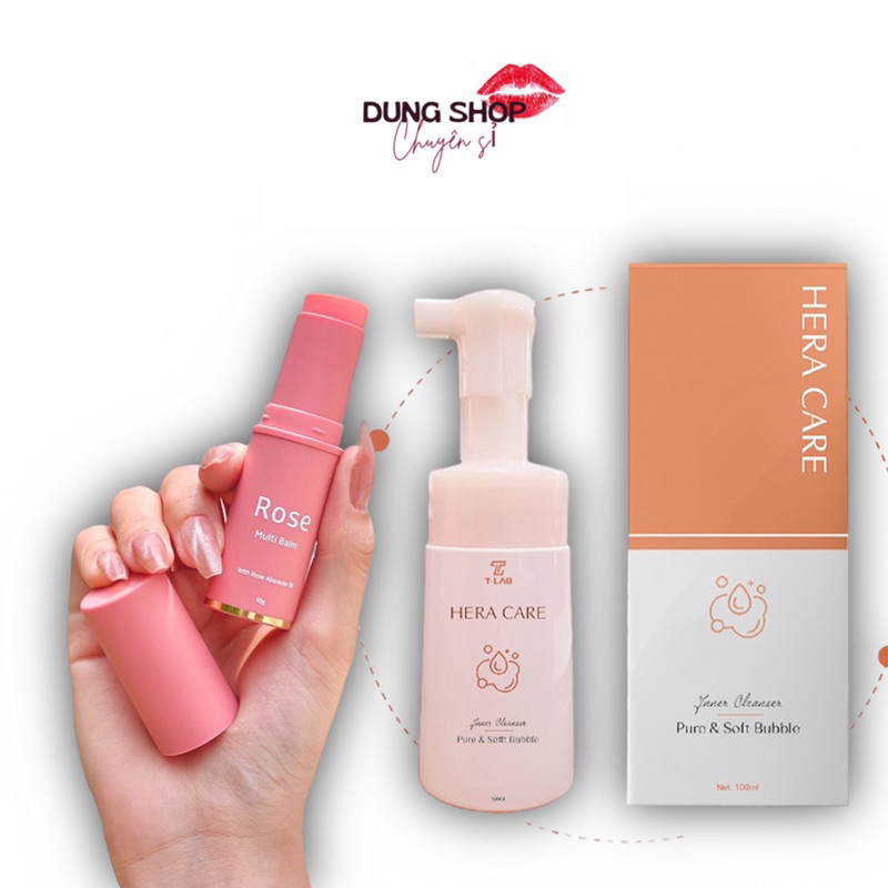 Combo Dung Dịch Vệ Sinh Và Bút Dưỡng Làm Hồng Trẻ Hoá Cô Bé Rose Multi Balm Lalihui