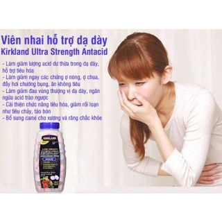 Kẹo Nhai Giảm Đau Bao Tử, Dạ Dày Kirkland Antacid Ultra Strength Calcium Carbonate 1000mg 265 viên Của Mỹ