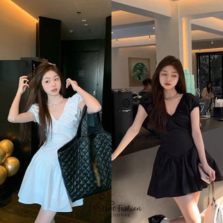 Váy tay én cổ chữ V, thiết kế chiết eo corset thời trang, nữ tính, nhẹ nhàng thích hợp với các cô nàng điệu đà, tinh tế