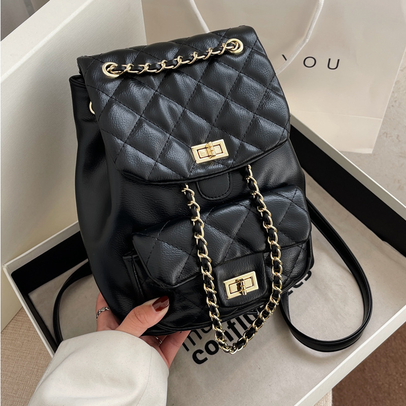 Ba lô nữ dây xích họa tiết trần trám hiện đại phù hợp đi chơi đi làm 741