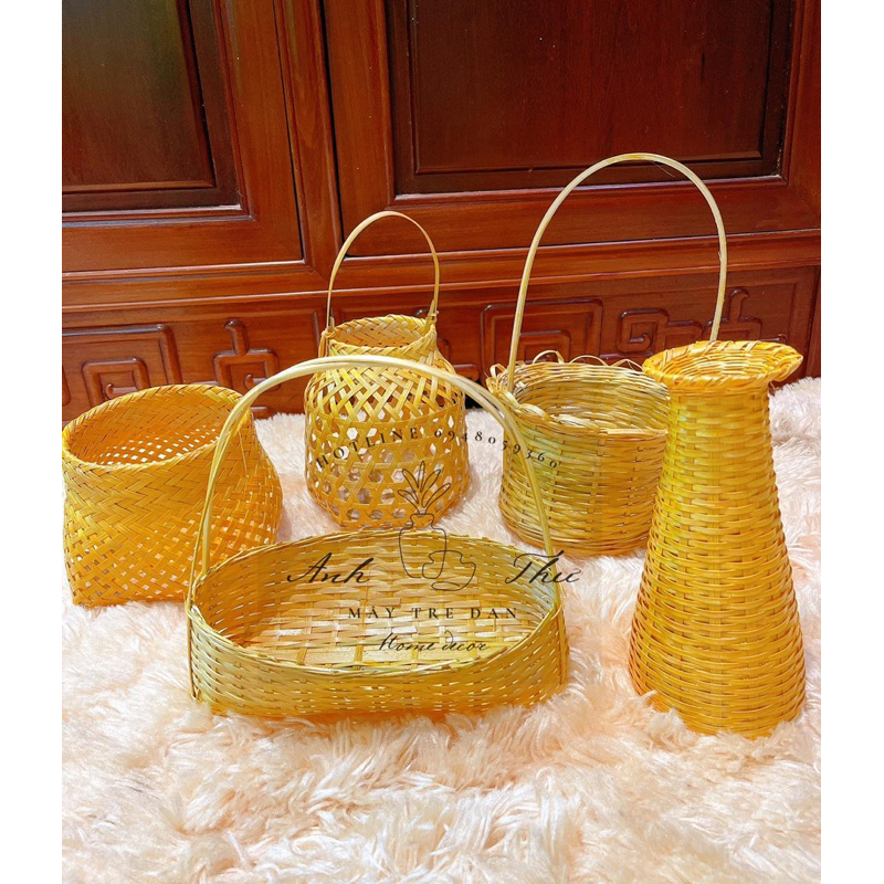 (Giá xưởng) Các sản phẩm đan tay giỏ, làn, bình hoa từ Tre cật già chắc chắn và bền shop mây tre đan Anh Thư