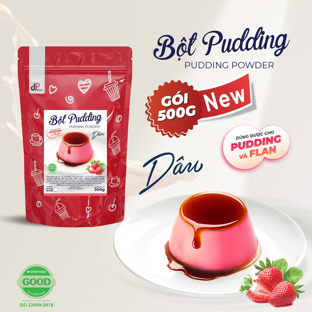 Bột pudding dâu DP Food 500gr