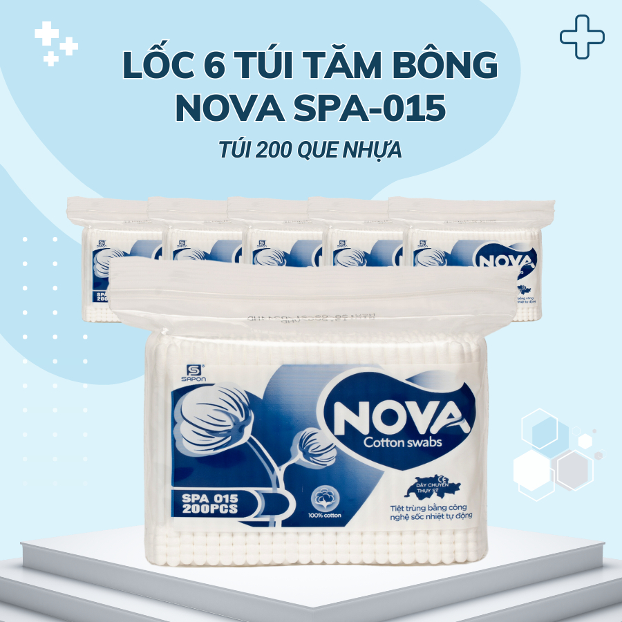 Tăm bông người lớn NOVA thân nhựa TB01-015 túi 200 que
